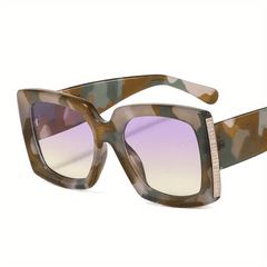 Y2K Tortoiseshell Square Sunglasses Gradient UV400 Sun Shades