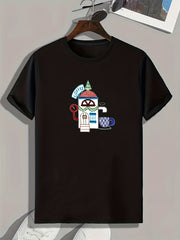 Coffee Shop Print Men's Graphic T-shirt Casual Tee for Summer