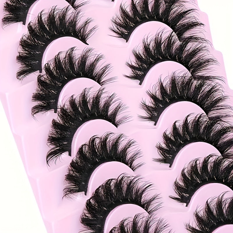 7 Pairs Fluffy False Eyelashes D Curl 8D Volume Lashes Fox Eye Style