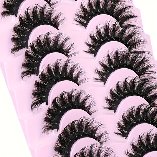 7 Pairs Fluffy False Eyelashes D Curl 8D Volume Lashes Fox Eye Style