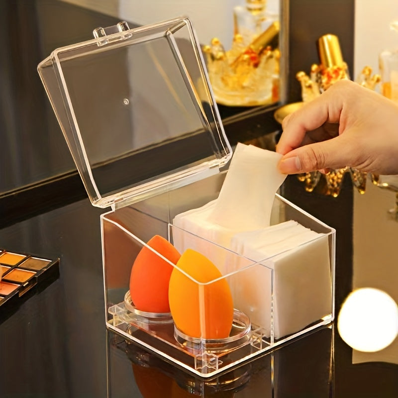 Clear Makeup Organizer with Lid Dustproof Holder