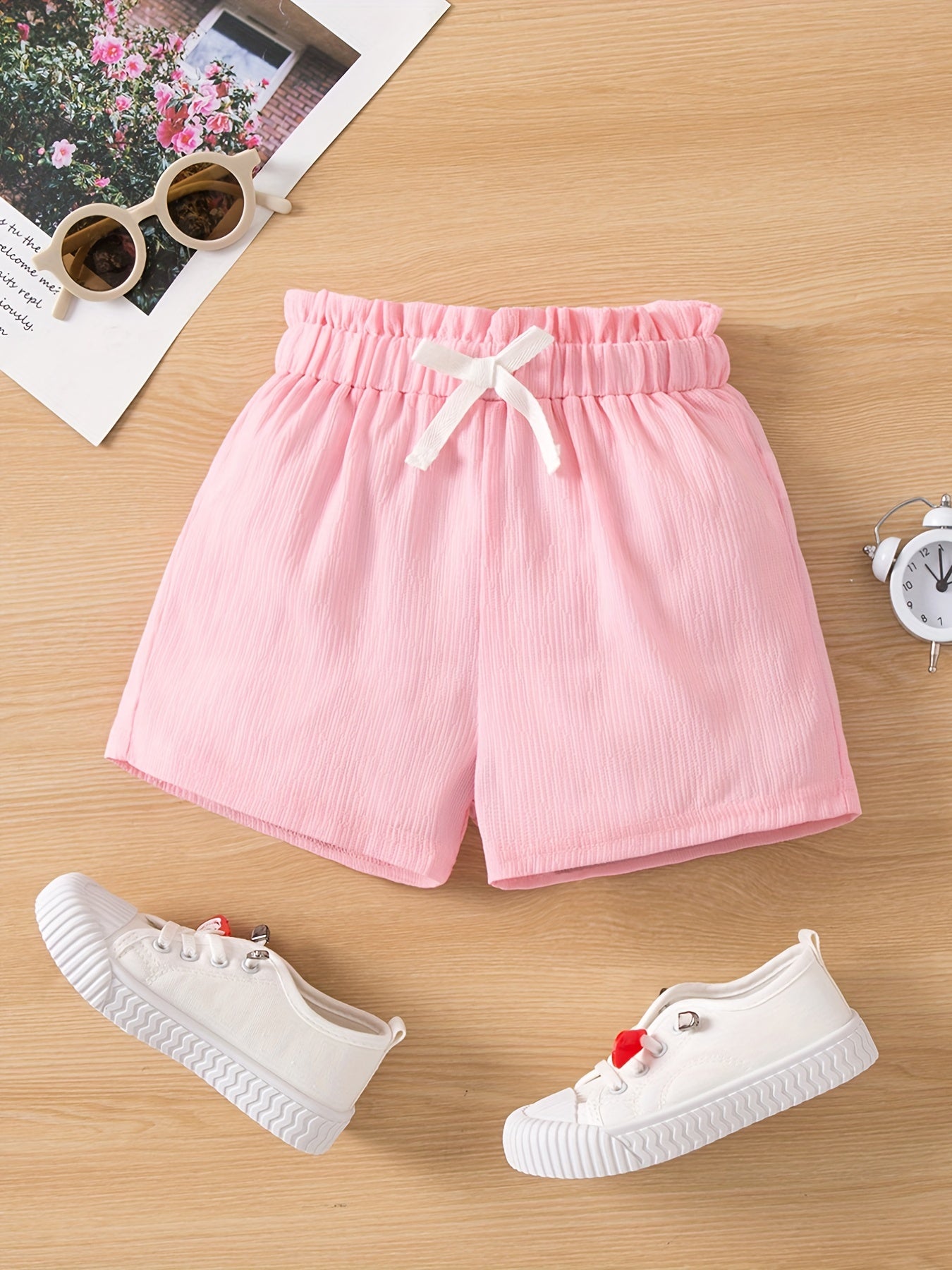 Toddler Girls Bow Paperbag Waist Shorts