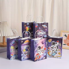6pcs Spaceman Theme Party Supplies Candy Bag Birthday Gift Wrapping Bags
