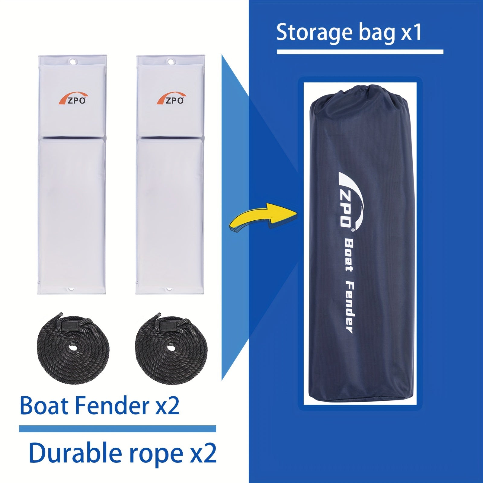 ZPO Boat Fender 2 Pack with Ropes 60 96X15 24X6