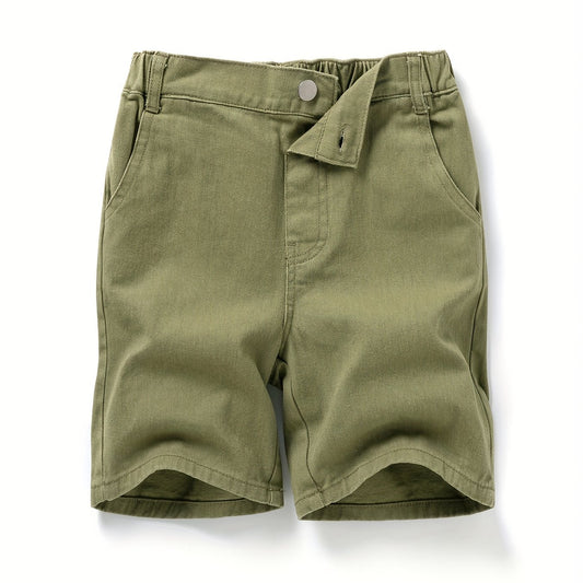 Boys Army Green Shorts with Pockets for Spring and Summer