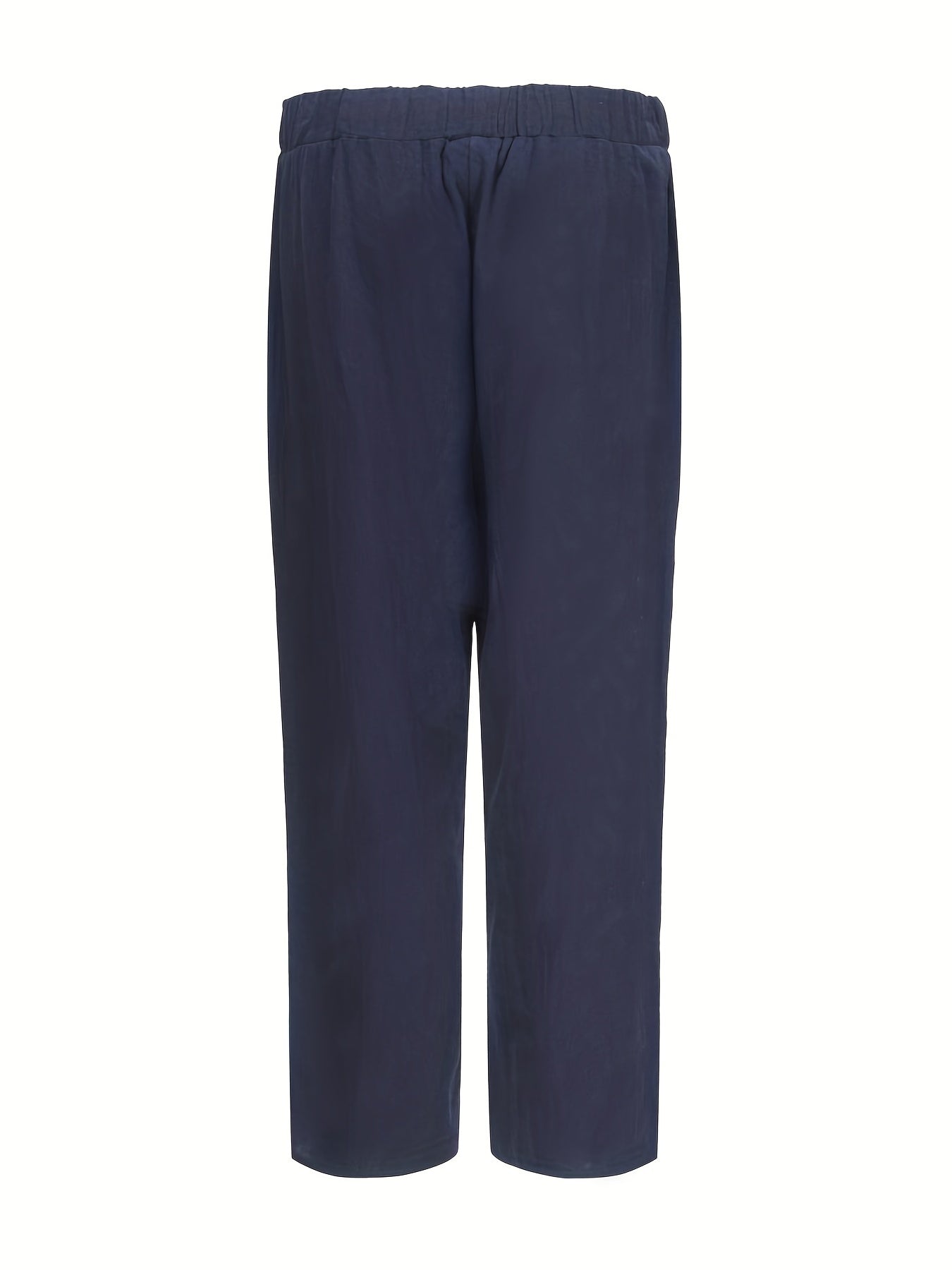 Minimalist Wide Leg Pant Solid Color Casual Elastic Waist