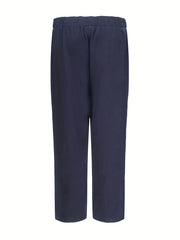 Minimalist Wide Leg Pant Solid Color Casual Elastic Waist
