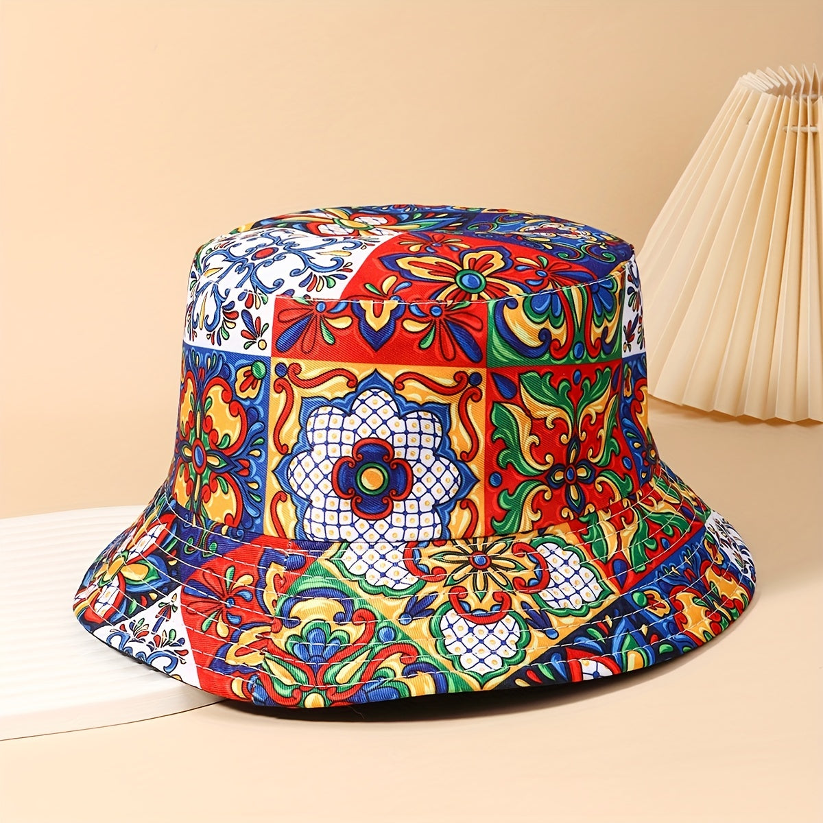 Boho Sunflower Print Bucket Hat Vintage Y2K Basin Hat Classic Lightweight