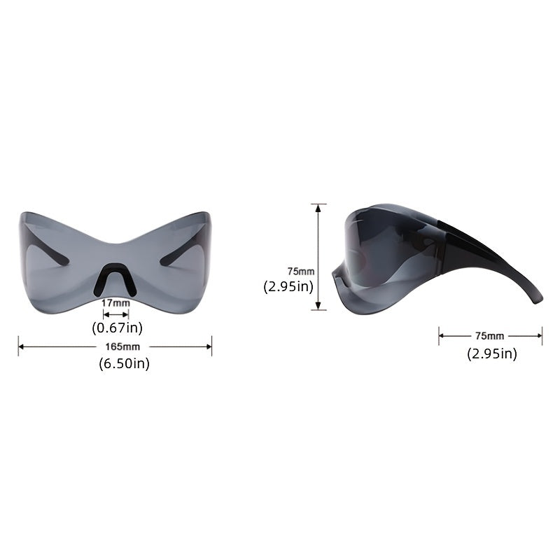 Y2K Large Wrap Around Sunglasses Oversized Punk Sports Eyeglasses
