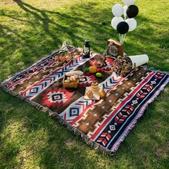 Ethnic Vintage Picnic Mat Machine Washable for Camping Beach Sofa RV