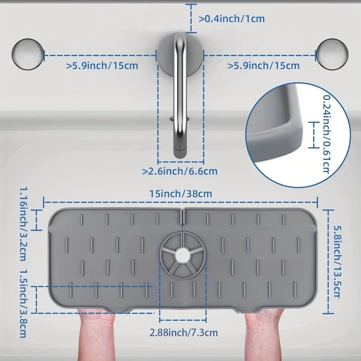 Silicone Faucet Mat Drain Pad Kitchen Bathroom Water Catcher Splash Guard