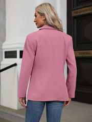 Solid Lapel Blazer Casual Open Front Long Sleeve Work Office Outerwear