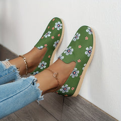 Women's Floral Print Slip On Sneakers Lightweight Walking Shoes