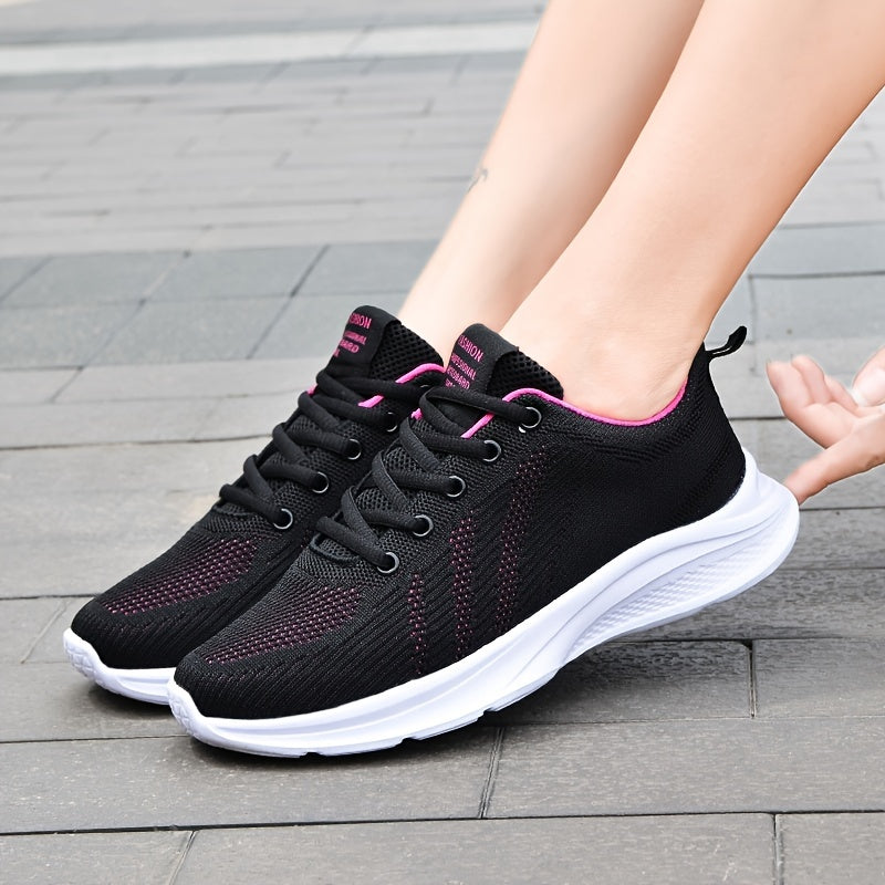 Casual Lace Up Sports Shoes Breathable Mesh Non slip Running Flat Shoes