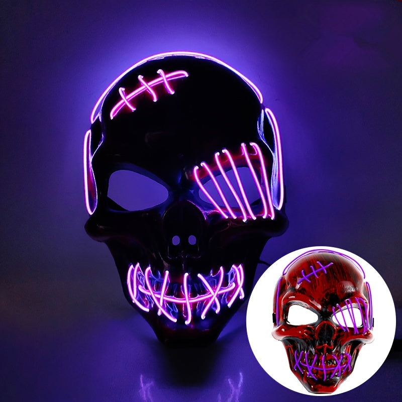 Halloween Scar One-eye Skull Mask Horror LED Light Up Mask