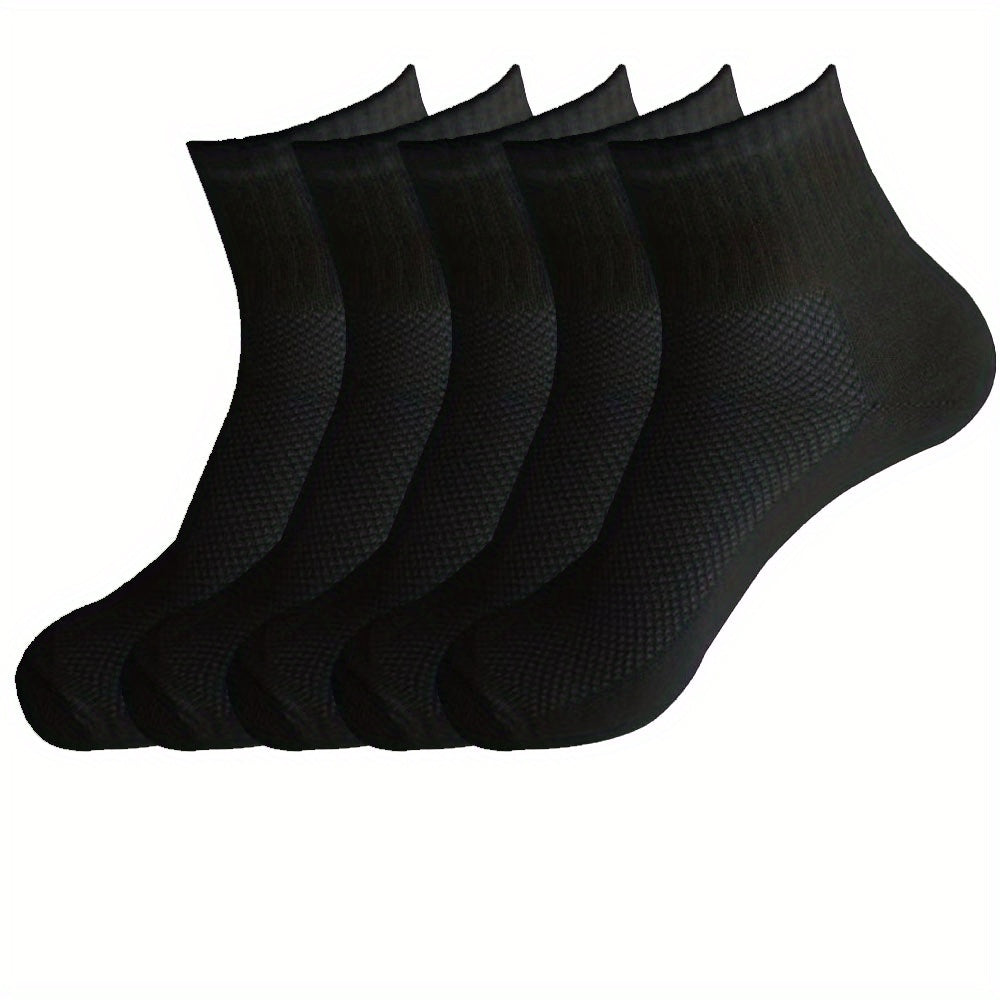 5 Pairs Men's Mesh Crew Socks Soft Winter & Autumn Style
