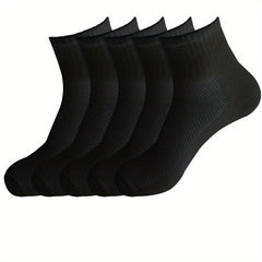 5 Pairs Men's Mesh Crew Socks Soft Winter & Autumn Style