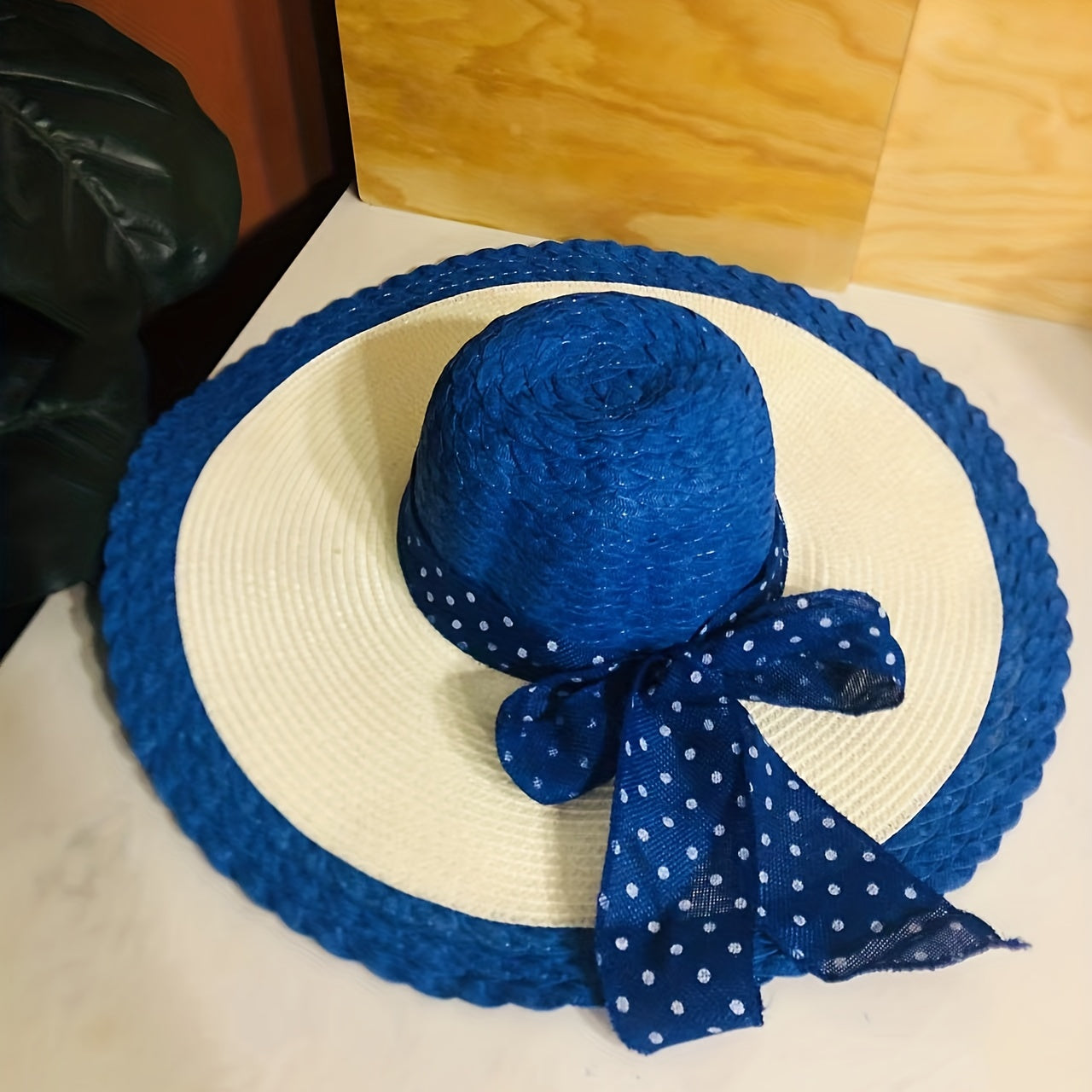 Wide Brim Bowknot Straw Sun Hat Beach Travel Sunscreen Hat