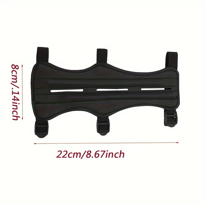 Adjustable PU Leather Archery Arm Guard With 3 Strap Buckles