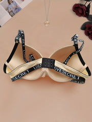 Letter Print Push Up Bra Women's Lingerie