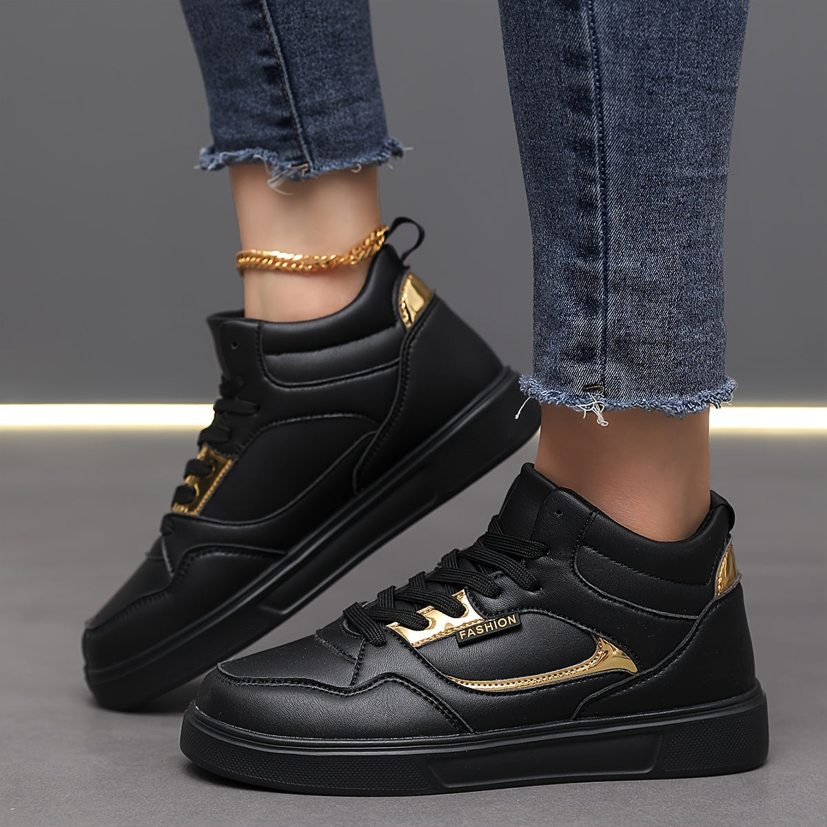 Casual Faux Leather High Top Skate Shoes