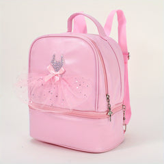Girls Ballet Mesh Skirt Decor Backpack Large Capacity School Bag