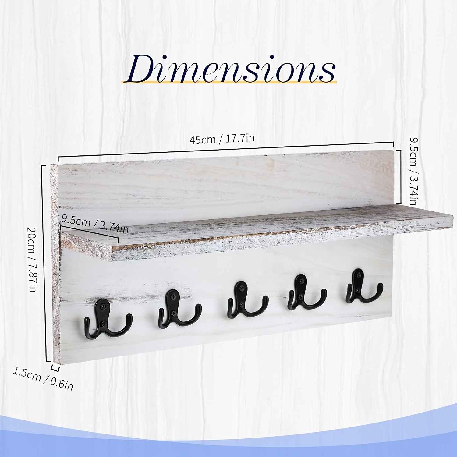 Rustic Coat Rack Shelf Wall Mounted Wood Entryway Coat Hat Hanger
