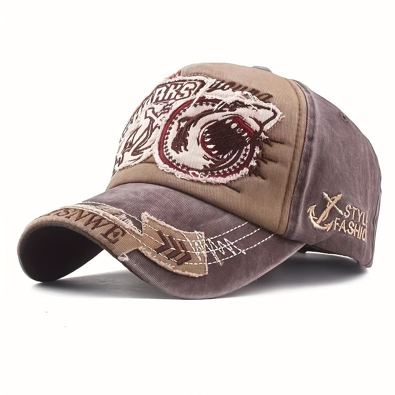 Embroidered Big Shark Baseball Cap for Men and Women