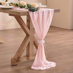 Balinese Pleated Chiffon Table Runner Polyester Solid Cover