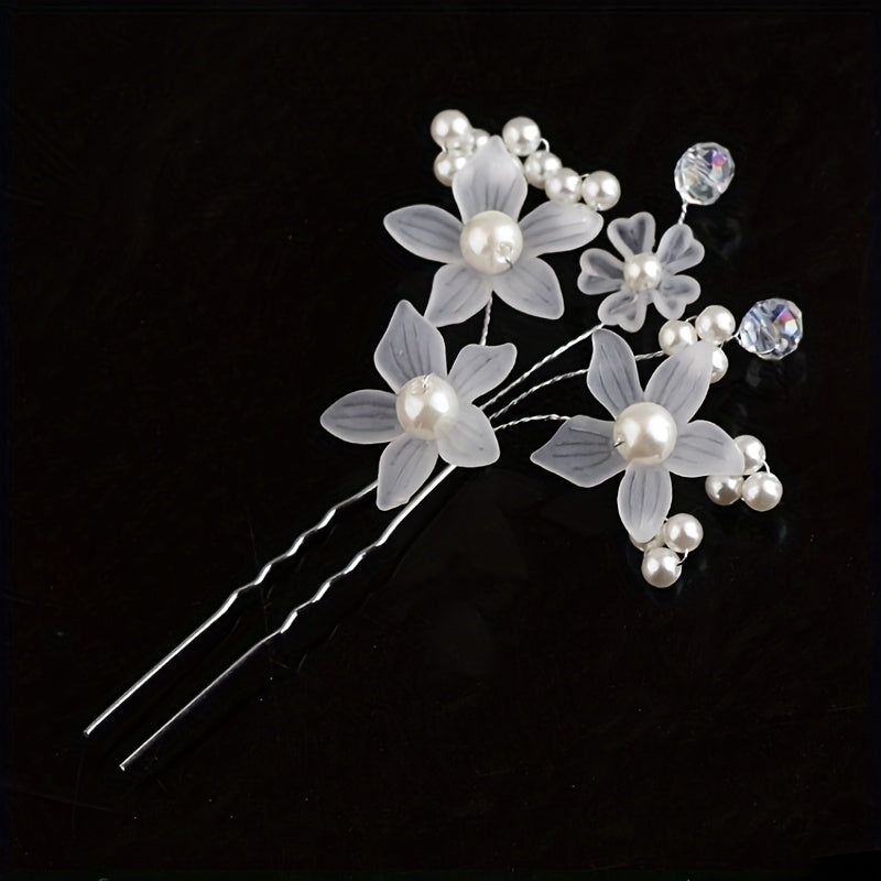 Faux Pearl Hairpin U-shaped Hair Clip Bridal Head Jewelry
