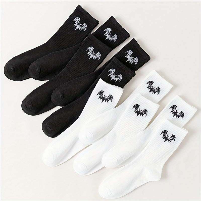 10 Pairs Bat Print Socks Women's Mid Tube Stockings & Hosiery