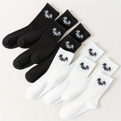 10 Pairs Bat Print Socks Women's Mid Tube Stockings & Hosiery