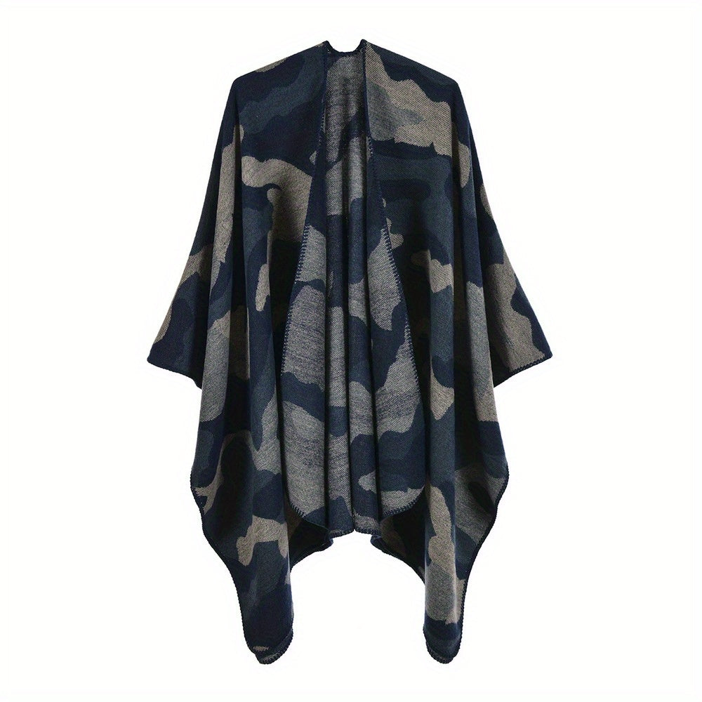 Camouflage Thicken Warm Large Shawl Slit Casual Windproof Outdoor Shawl