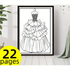 Floral Dress Coloring Book - 22 Pages - Perfect for Romantic Occasions