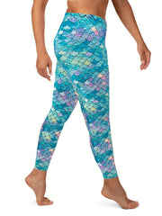 Fish Scales Print Sports Leggings
