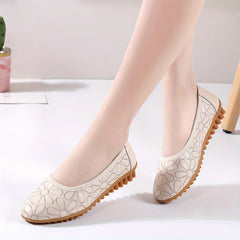Floral Embroidered Flat Loafers Slip On Soft Sole Casual Walking Flats