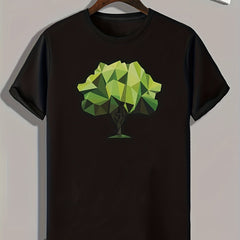 Tree Pattern Print Men's Comfy Sports T-shirt