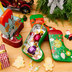 2pcs Tin Stocking Candy Jar Christmas Hanging Decoration
