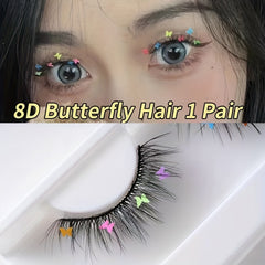 Butterfly Glitter False Eyelashes Rainbow Nightclub Masquerade Exaggerated Soft
