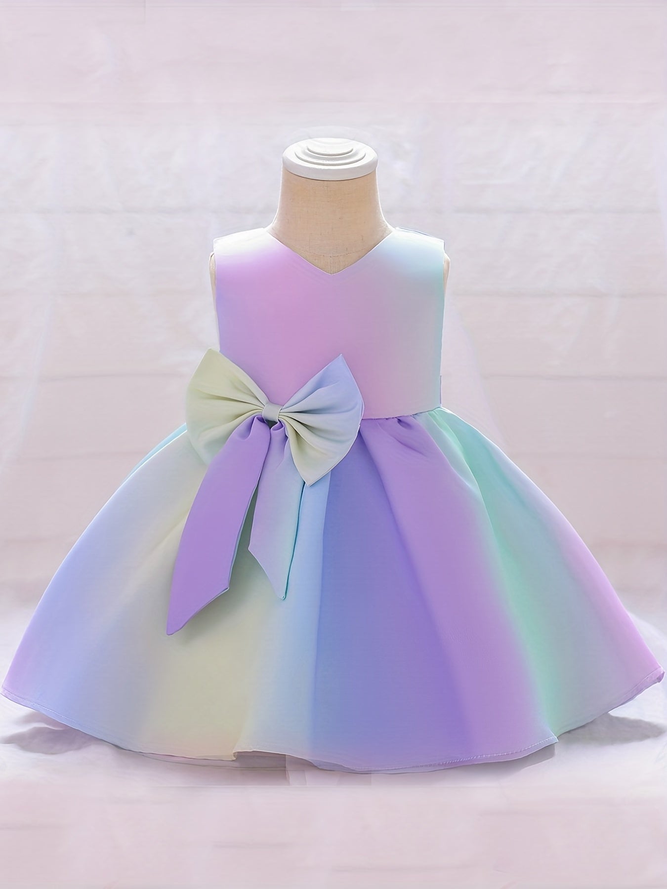 Toddler Girls Sleeveless Bow Princess Gown Dress for Party
