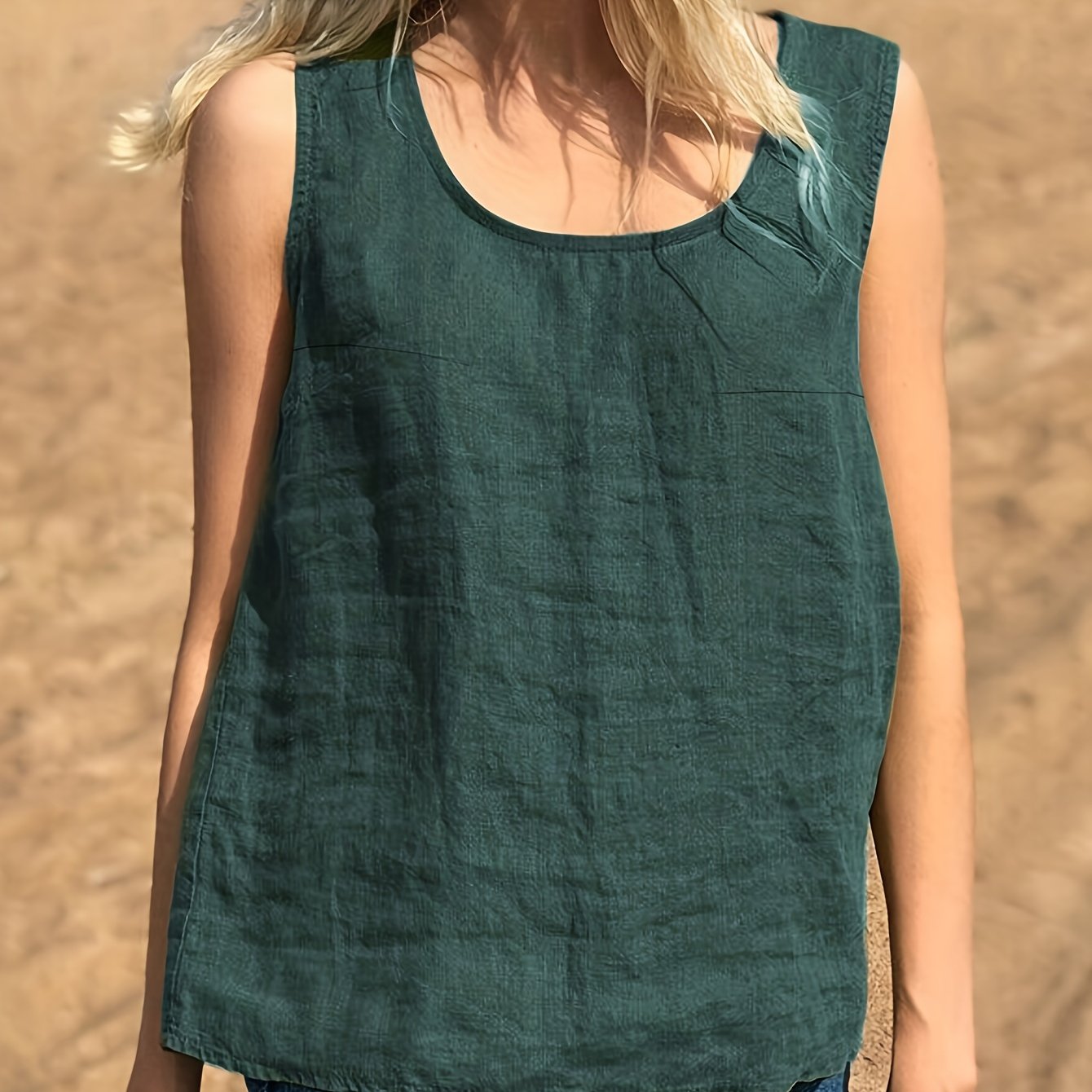 Solid Round Neck Slim Tank Top