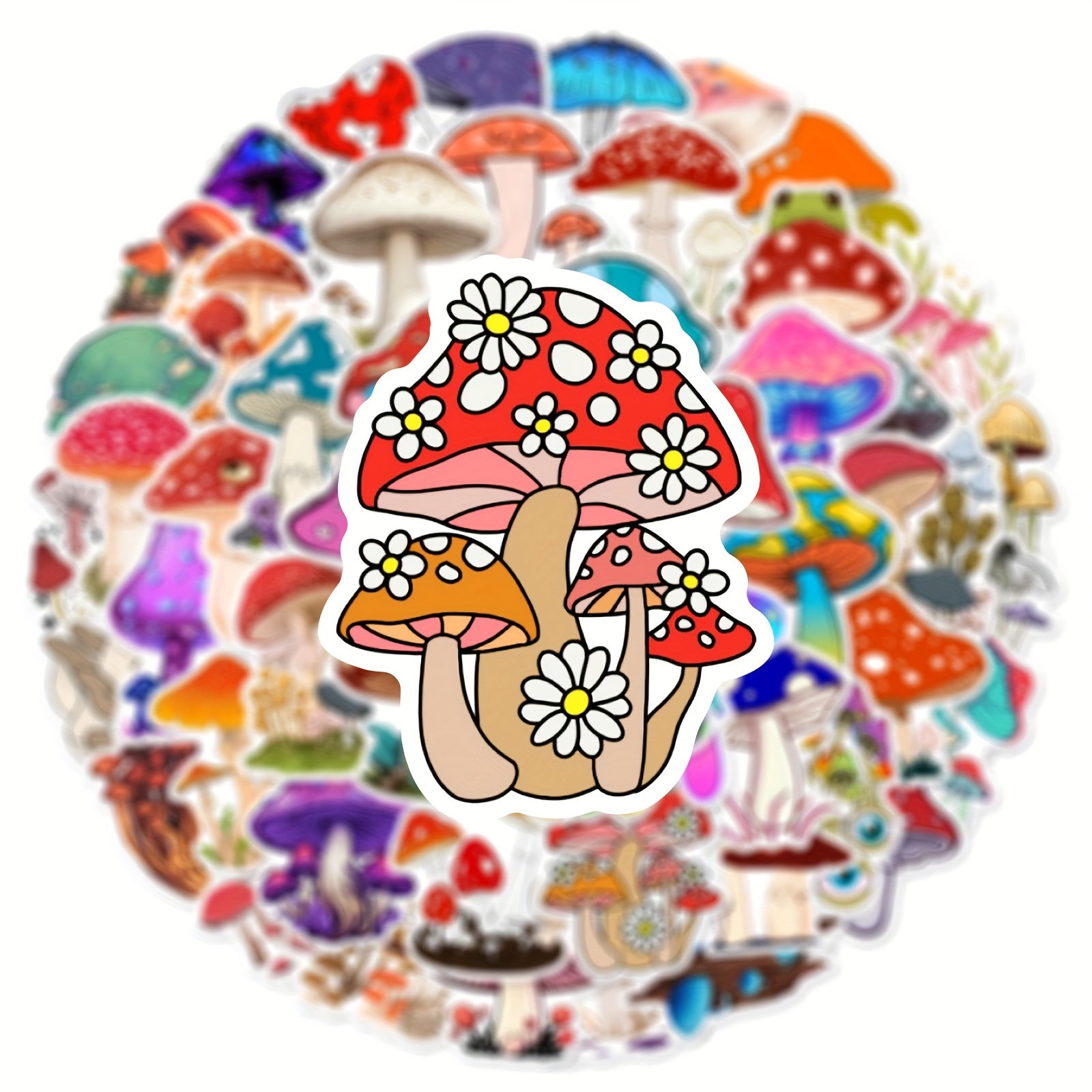50pcs Cartoon Mushroom Waterproof Stickers For Guitar Skateboard Phone