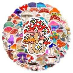 50pcs Cartoon Mushroom Waterproof Stickers For Guitar Skateboard Phone