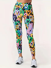 Heart Print Yoga Workout Pants Running Fitness Leggings