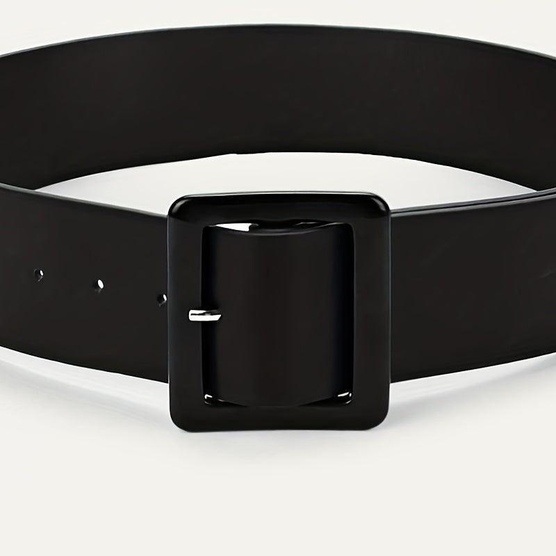 Chic Wide Belt Square Buckle PU Girdle for Women