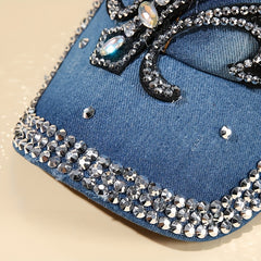 Denim Y2K Baseball Cap Rhinestone Decor Washed Distressed Sun Hat