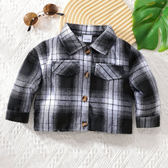 Baby Boy's Plaid Shirt Top Long Sleeve Coat