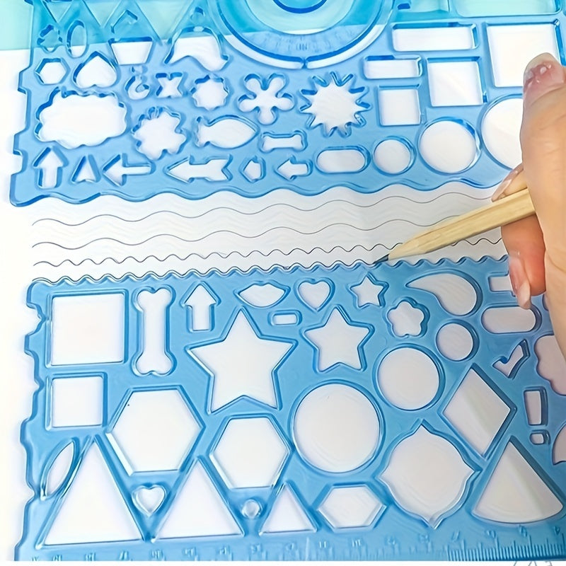 2pcs Geometric Drawing Ruler Set Student Painting Rule Learning Supplies