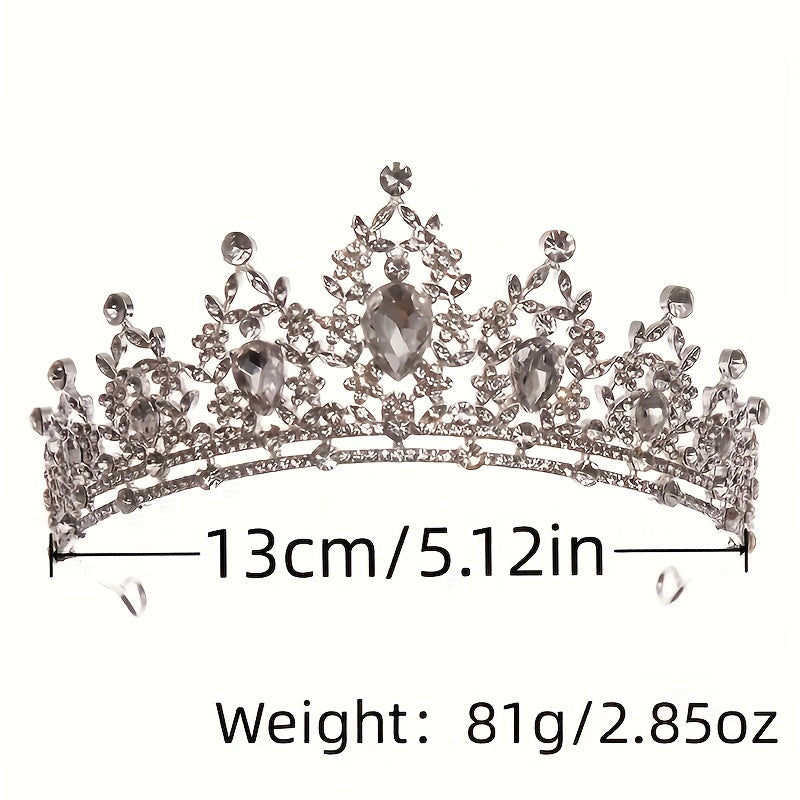 Baroque Silver Crystal Bridal Jewelry Sets Tiara Crown Earrings Necklace Set