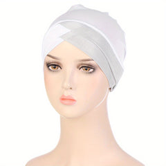 Turban Cap Stitching Bling Headwrap Ramadan Head Scarf Lightweight Bonnet